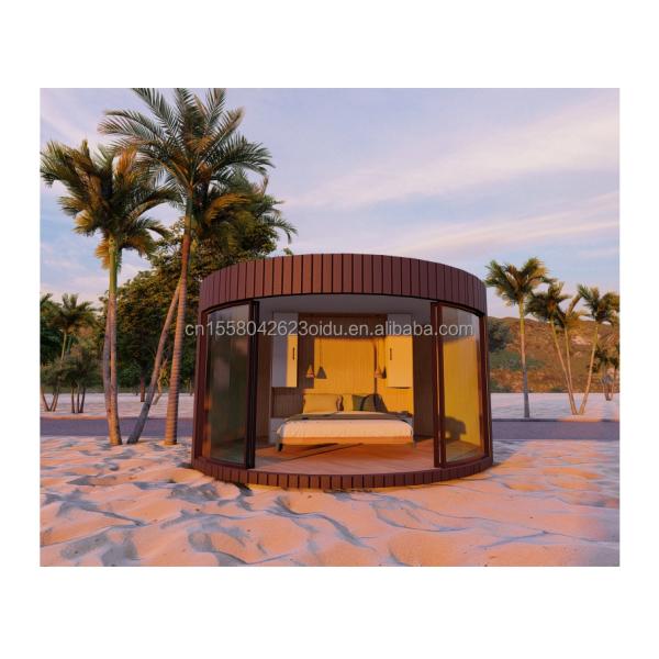 Foldable Container Luxury Glamping Pod Cabin Prefab Wooden Houses Flat Pack Circle Home round Wood Structure 20ft/40ft