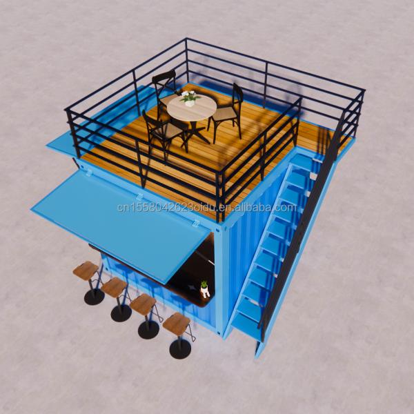 10ft Prefabricated Restaurant Shop Street Food Kiosk Container Pop Up Mobile Mini Shipping Container with Hotel Design