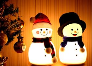 China 1200mA Tabletop Night Light Lamp , Silicone Snowman Led Night Light on sale