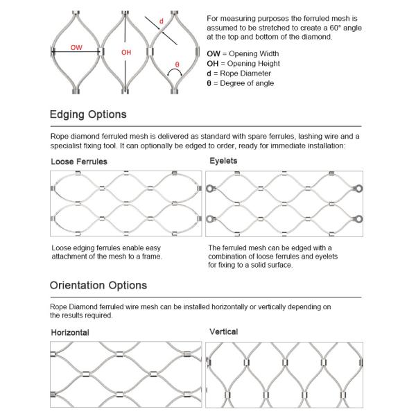 Woven Metal Wire Rope Mesh 0.5m Width Stainless Steel 304 For Balustrade Infill