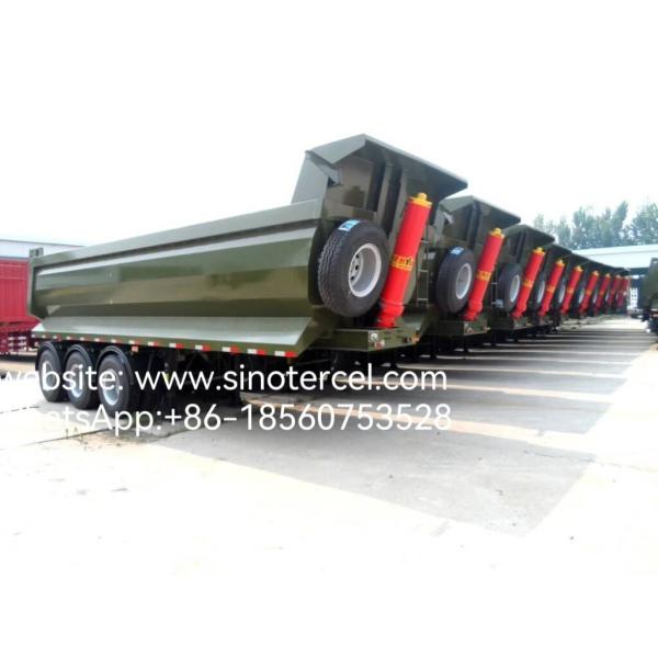 3 Axle Hydraulic Dump Tipper Semi Trailer Time Saving Convenient Rectangular Container U-shaped Container Available