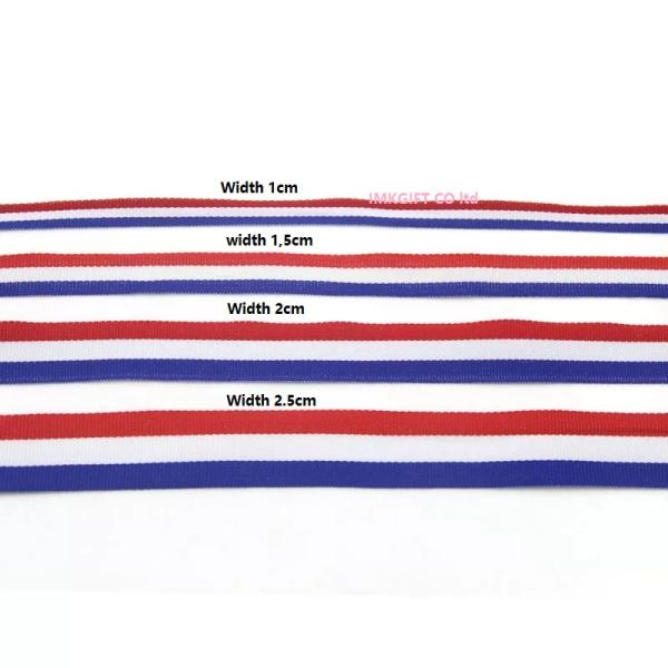 IMKGIFT factory supplier in custom ribbon , neckstrap , lanyard ,blue/whie/red ribbon , medal ribbon in red white black