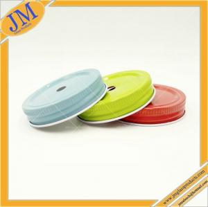 70mm mason drinking jar food safe metal lid with hole in middle