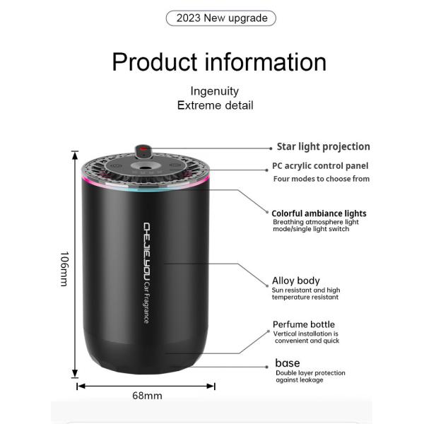 LED Light Car Aromatherapy Machine With Aluminum Alloy ABS Electronic Components