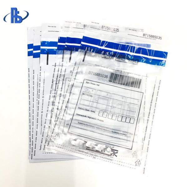 Custom Tamper Evident Security Bags With Unique Tracking Code / Barcode
