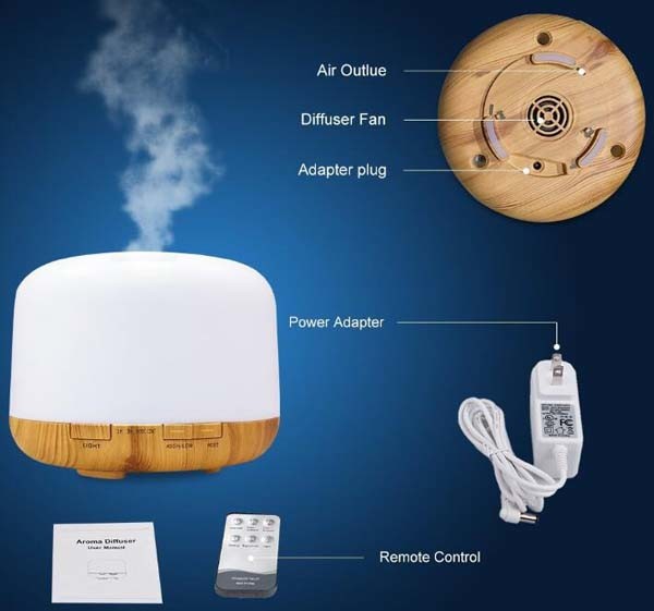 500ml Premium Essential Oil Diffuser, Ultrasonic Aromatherapy Fragrant Oil