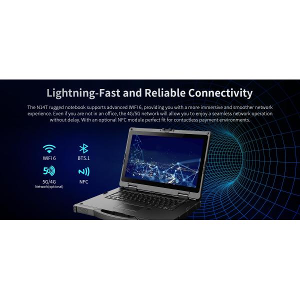 ONERugged N14T 14Inch Win11 Portable Waterproof Laptop 5G Intel Core i5/i7 Fingerprint RJ45 NFC 1000 Nits