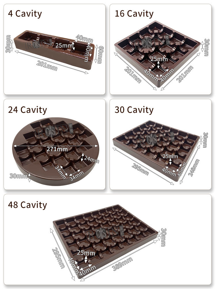 Custom 16 Cavity Plastic Chocolate Packaging PS Chocolate Packaging Tray