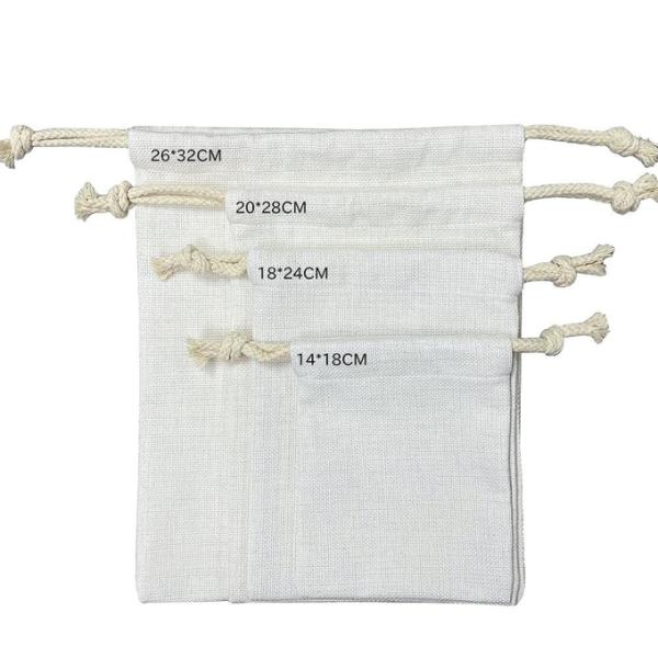 Sublimation Santa Sacks Blanks Custom Printed Logo Dust Proof Storage Bags Linen Drawstring Sublimation Christmas Gift Bag