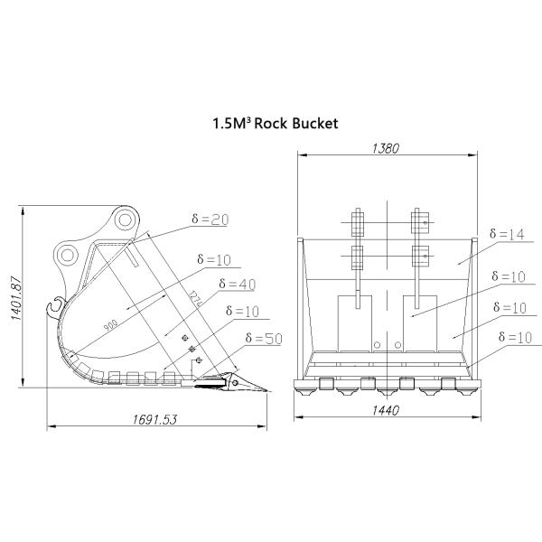 OEM Anti Wear Industrial Rock Bucket For Excavator Earthmoving Machinery
