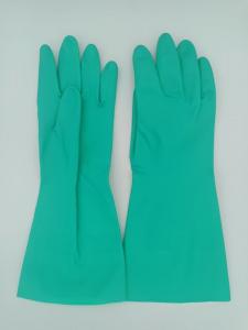 Wholesale Flocked Lining Nitrile Solvent Resistant Gloves Household Green Chemical Nitrile Glove from china suppliers