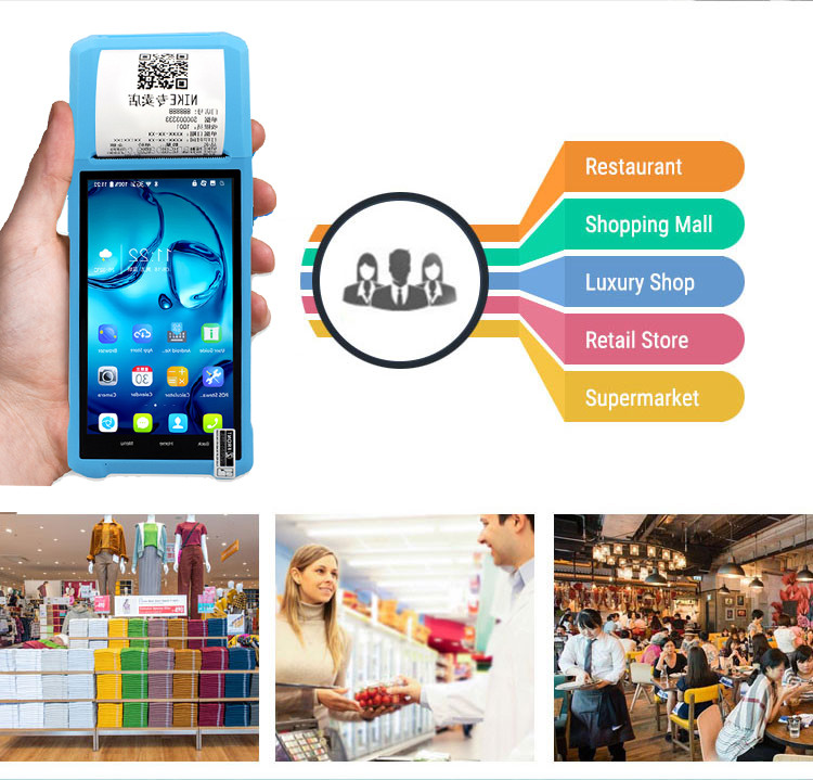 All In One Android Handheld Pos Terminal Machine With 58mm Receipt Printer