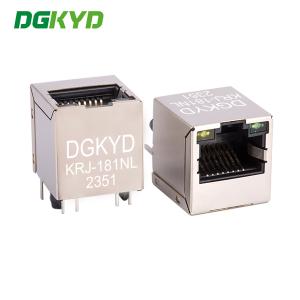 KRJ-181NL 180 Degree Cat5e Rj45 Connector Vertical Mesh Outlet Socket RoHS With Internal Magnetics And LED