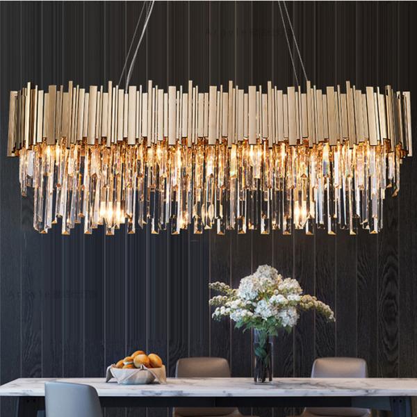 Gold Rectangle Drop Modern Pendant Light Warm White Durable Black Finished