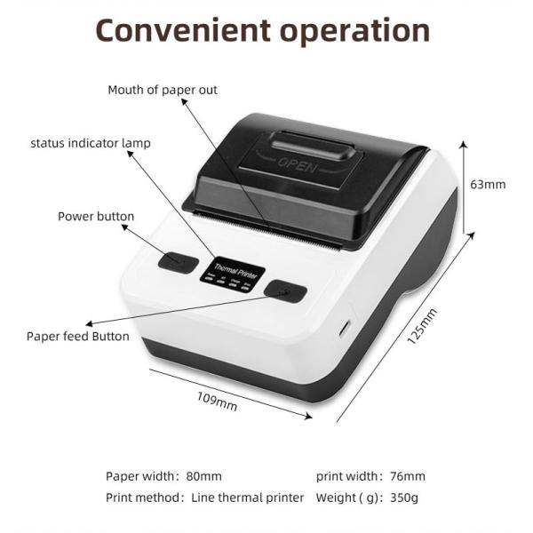 0.35KG 2023 Portable Blue Tooth Mini Thermal Printer Imprimante Thermique Thermodrucker