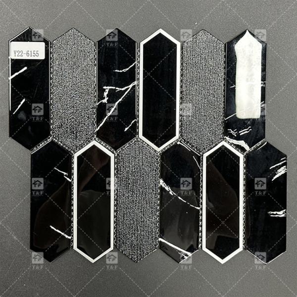 295x310mm Hexagonal Glass Mosaic Tile Glossy Surface For Bathroom Wall