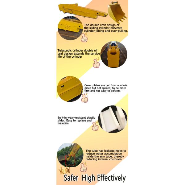 10m Digging Depth Excavator Telescopic Boom Arm Double Limit Design