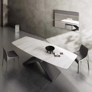 China Ceramic Marble Dining Table With X-Steel Base Dining Table on sale