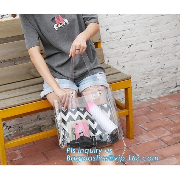 PVC Clear Glitter Chain Shoulder Bag, PVC Shoulder Plastic Beach Bag, clear pvc gift handbags, shoulder beach pvc bags