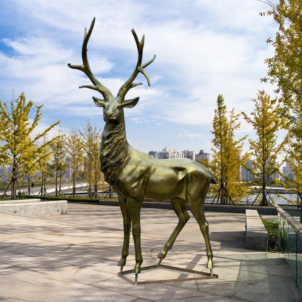 Outdoor Garden High Quality Metal Cast Brass Elk Statue Bronze Deer Outdoor Metal Sculpture