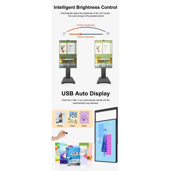 Shop 55 65 Inch 3000 Nit High Brightness Monitors Hanging Advertising Digital Signage Facing Window Lcd Screen Display