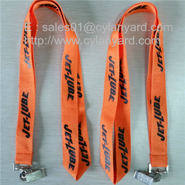 Swivel metal card jaw clip polyester lanyards, id badge lanyard with metal jaw clip,