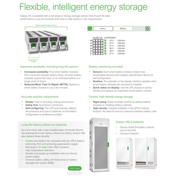 3 Phase APC Galaxy VS UPS 10kW 400V 1 Internal 7Ah Smart Modular Battery String Expandable