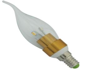 China E14 LED Candle Light Bulb High Brightness Aluminium and Glass on sale