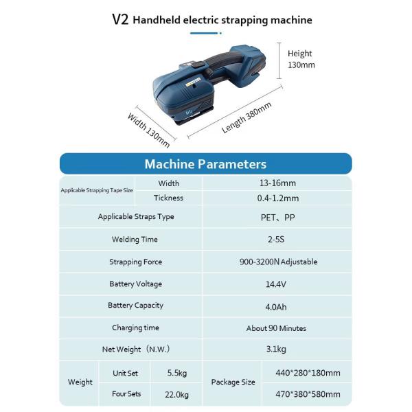 Fully Automatic Electric Strapping Tool Hot Melt PET PP Small Tensioner