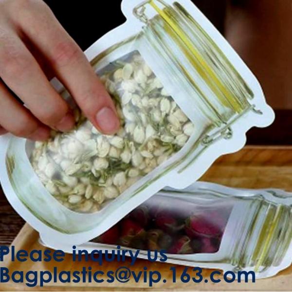 BIODEGRADABLE SUP POUCH CHOCOLATE/ ENERGY BAR PACKING MMJ CLEAR 3-SIDED SEAL WITH ZIPPER & EURO SLOT ULTRA CLEAR STAND U