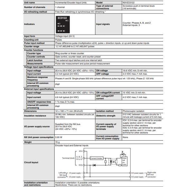 NX-EC0122 NX I/O Series Omron Industrial Programmable Logic Controllers