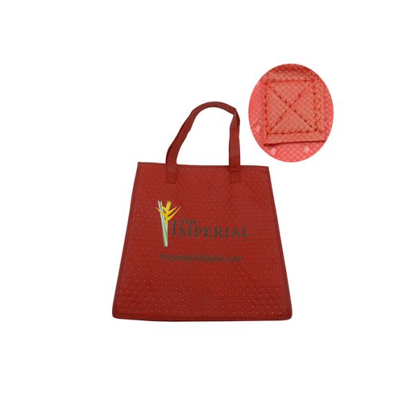 Red Insulated Wine Tote With Zipper 32x35cm Wine Bottle Cooler Bag