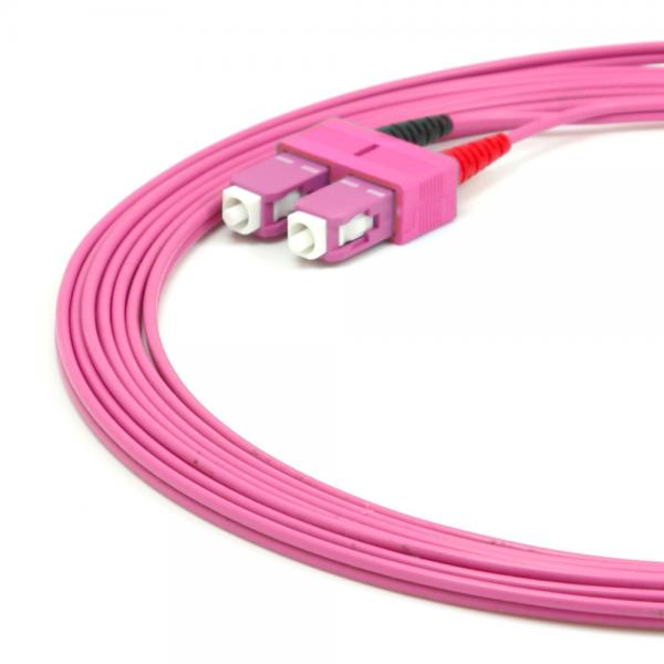 OM4 Multimode SC-SC Duplex Fiber Patch Cable 2.0mm PVC/OFNR 10m 15m Low Insertion Loss