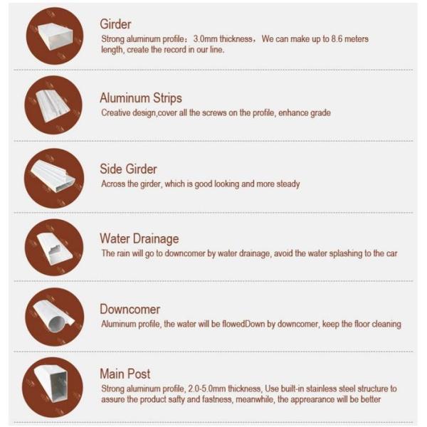 high quality corridor walkway passage canopy awning shelter cover with aluminum framework and polycarbonate sheet