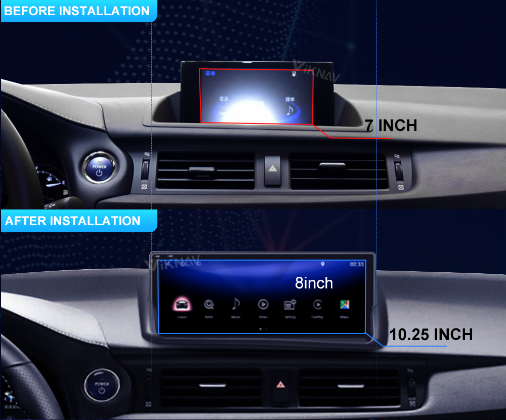 10.25 Inch Android Car Stereo GPS WiFi Receiver For Lexus CT CT200