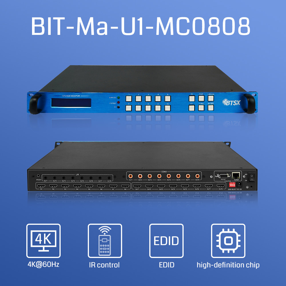 8 Inputs 8 Outputs 2X2 2X3 HDMI Matrix Switcher Full HD 4K60 Video Processor