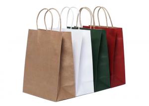 China 250gsm Colored Paper Shopping Bags Retail Shopping Bags Kraft Brown Paper Shopping Bags With Handles on sale