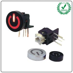 Wholesale 35V Illuminated Push Button Switch Bend Foot 90° Reset Side Key Switch With LED from china suppliers