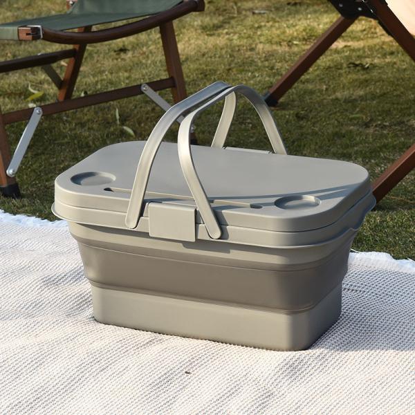 OUTDOOR SPRING CAMPING COLLAPSIBLE STORAGE BOX FOLDING TABLE PICNIC PORTABLE STORAGE BASKET PICNIC BASKET COMES WITH