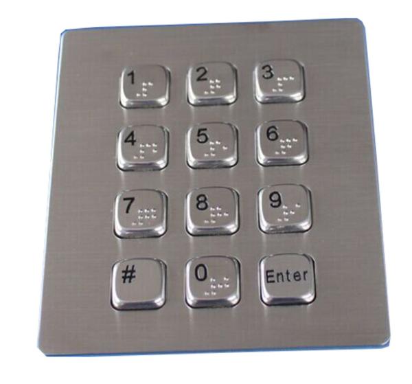Quality 12 keys dust proof  metal dot braille keypad with flat keys USB interface for sale