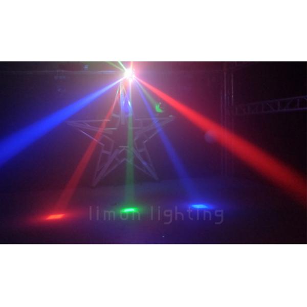 High Brightness 16x3W Voice Control RGBW LED Strobe Beam Disco Ball Laser 3-in-1 Moving Head Lights
