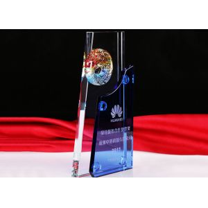 Wholesale Business Blue Glass Awards Cups Trophies , Custom Made Glass Trophies from china suppliers