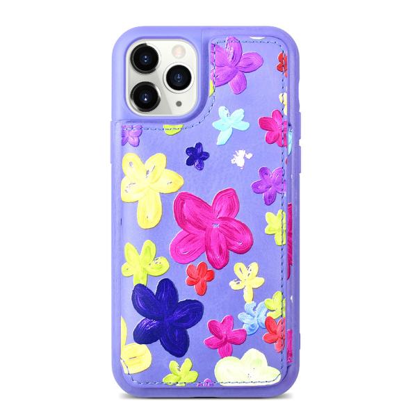 Floral Pattern Card Pocket Phone Case Kickstand Makeup Mobile Cover For Iphone 12
