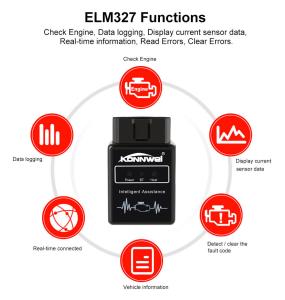 Wholesale KONNWEI KW912 Universal Bluetooth ELM327 OBD II Code Reader for Android in Black from china suppliers