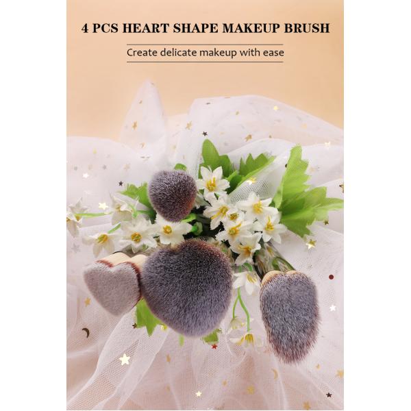 4pcs Facial Makeup Brush Black Handle Soft Synthetic Hair Vegan Blending