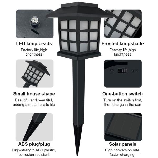 2700K 3 Colors Auto On Solar Lantern Path Lights ABS Solar Walkway Lamps