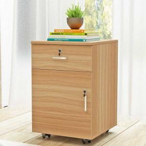 China 3 Drawer Rolling Pedestal File Cabinet Wood Lockable With Aluminum Alloy Handle on sale