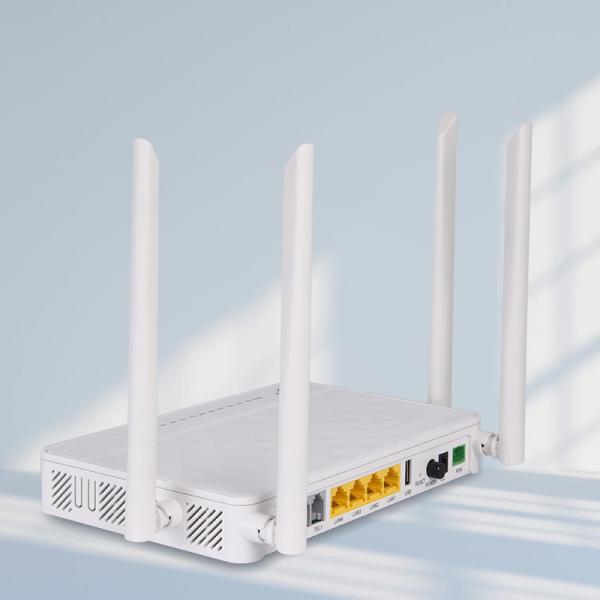 4 Antennas Dual Band ONU 4GE 2VOIP 2.4G 5.8G WLAN 1USB CATV Ports