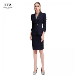 Wholesale Customized Navy Ladies Office Formal Suits Set for Women Upgrade Your Office Wardrobe from china suppliers