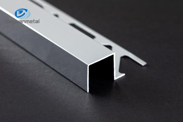 Quality OEM 6063 Aluminium Tile Trim Chrome Square Edge 8mm 2.5m Length for sale
